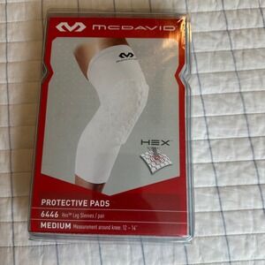 McDavid 6446 Hex Leg Sleeve Protective Pad White Medium Pair Basketball Football